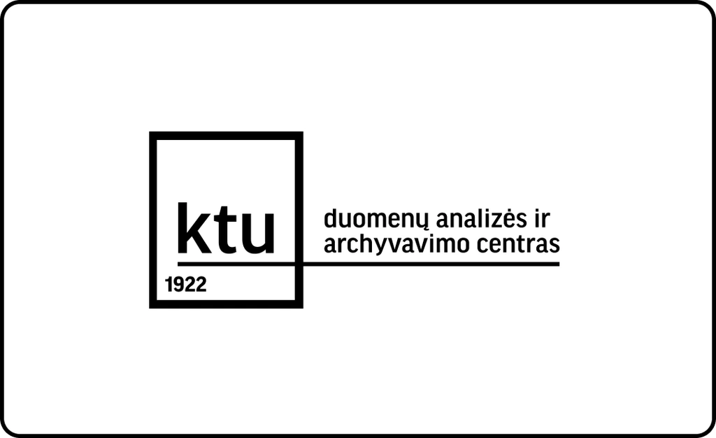 KTU Duomenų analizės ir archyvavimo centro logotipas, žymintis ekspertines kompetencijas didžiųjų duomenų apdorojimo, saugojimo ir archyvavimo technologijose.