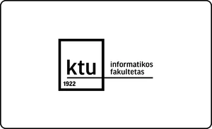 KTU Informatikos fakulteto logotipas, žymintis universiteto ekspertizę skaitmeninių technologijų, informatikos ir dirbtinio intelekto srityje.