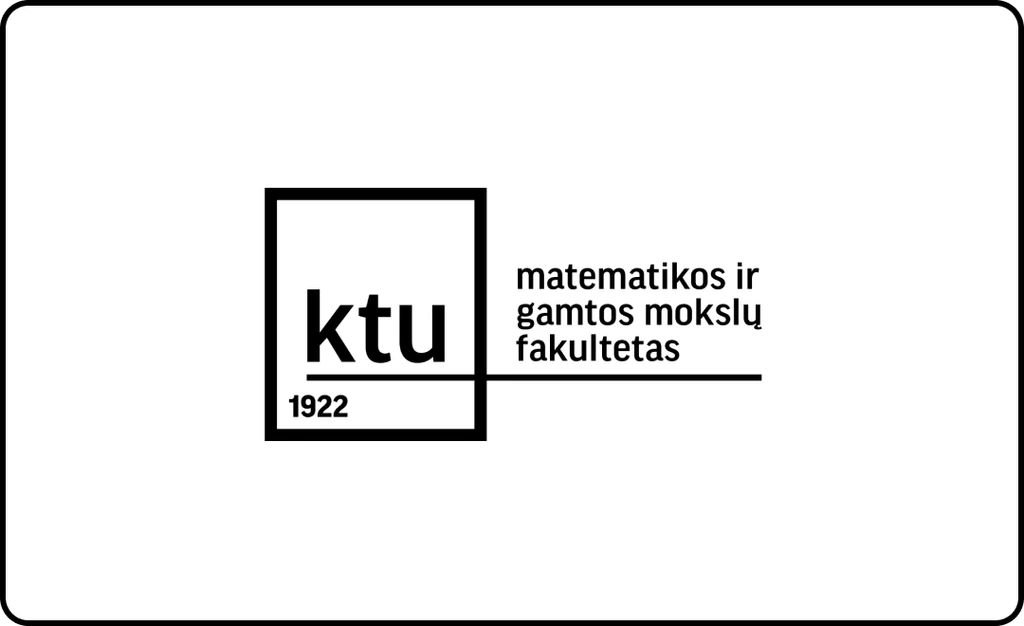 KTU Matematikos ir gamtos mokslų fakulteto logotipas, žymintis mokslinę kompetenciją fundamentaliųjų mokslų, statistikos, matematikos, dirbtinio intelekto bei gamtos tyrimų srityse.