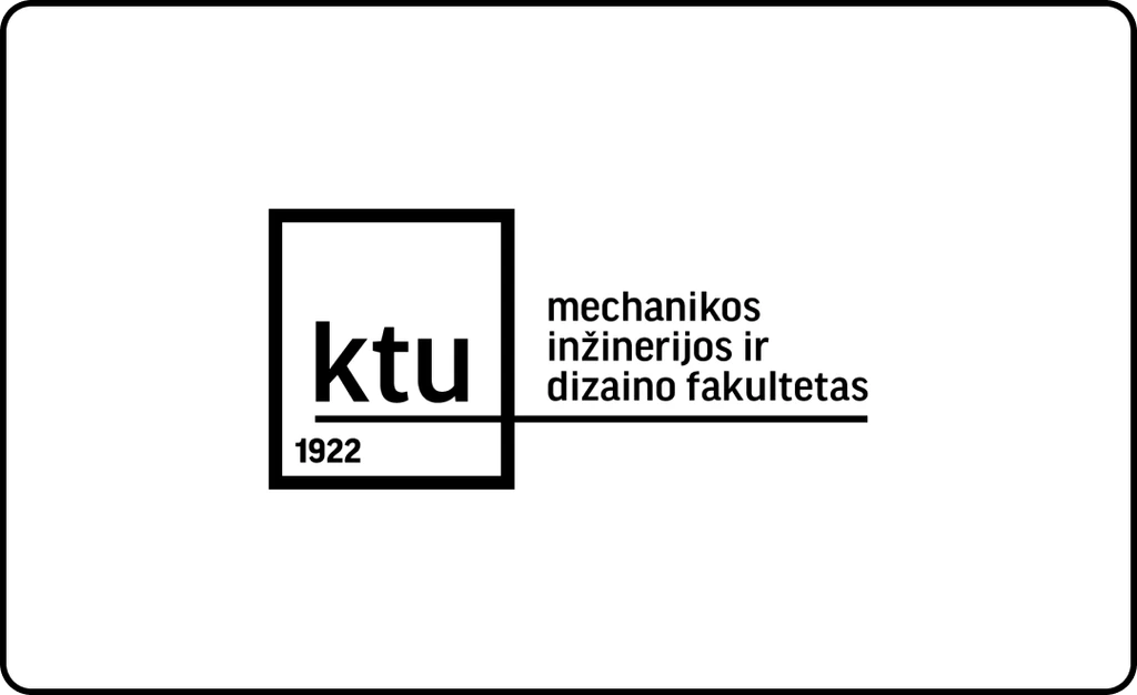 KTU Mechanikos inžinerijos ir dizaino fakulteto logotipas, perteikiantis universiteto kompetenciją inžinerinio dizaino, mechanikos technologijų ir inovacijų srityje.