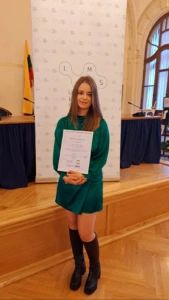 &Scaron;. Da&scaron;kevičiūtė Geriausios disertacijos aptovanojimų ceremonijoje